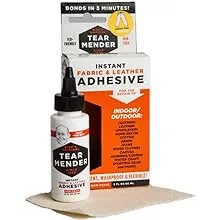 Tear Mender Instant Fabric & Leather Adhesive Kit with Patch for Jeans, 2 oz Bottle, TM-3Tear Mender Instant Fabric & Leather Adhesive Kit with Pa…