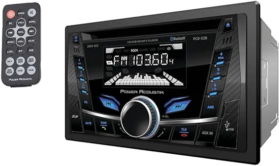 Power Acoustik - PCD52B - Power Acoustik - 2 Din 300 Watt 4 Channel Cd & Mp3 Am/fm Receiver With Sd/usb Playback & V2.0