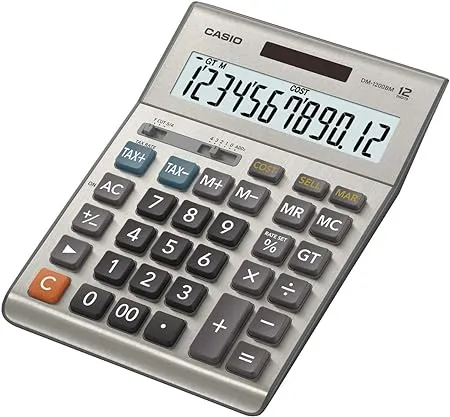 Casio DM-1200BM 12-Digit Desktop Calculator, Gray
