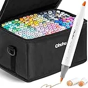 Ohuhu 168 Colors Dual Tips Alcohol Art Markers, Brush & Chisel