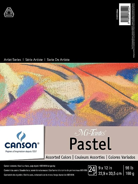 Canson Mi-Teintes Paper Pad, 9 inch x 12 inch, Assorted Colors