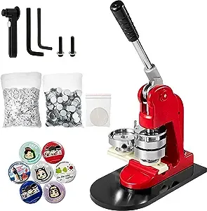 Mophorn Button Maker Machine 1 Inch Button Badge Maker 25mm Punch Press Machine with 500 Pcs Circle Button Parts and Circle Cutter