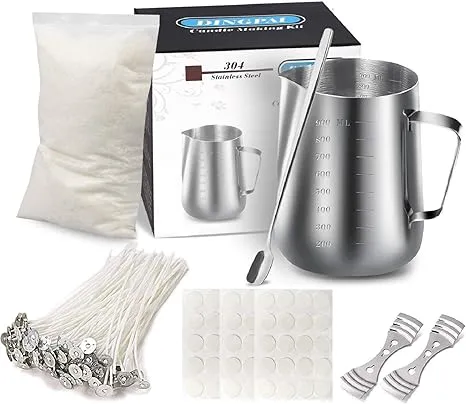 DINGPAI Candle Making Kit Supplies,DIY Craft Tools Including Candle Make Pouring Pot, Sticker, 3-Hole Wicks Holder, Natural Soy Wax and Spoon
