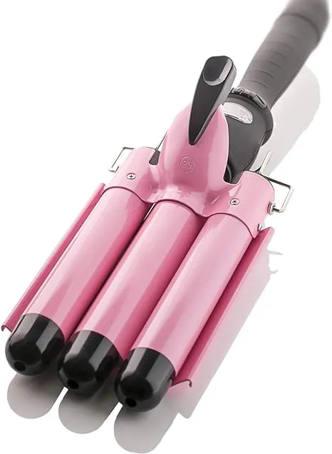 Alure Three Barrel Curling Iron Wand with LCD Temperature Display - 1 Inch Ceramic Tourmaline Triple Barrels, Dual Voltage Crimp