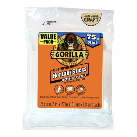 Gorilla 25 Count Mini Hot Glue Sticks 8"