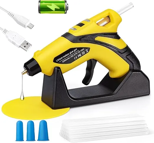 Cordless Fast Preheating Hot Glue Gun Kit with 30PCS Glue Sticks (7mmx150mm), USB Rechargeable & Smart Power-Off Cordless Hot Melt Glue Gun for Quick Repairs, DIY & XmasCordless Fast Preheating Hot Glue Gun Kit with 30PCS Glu…
