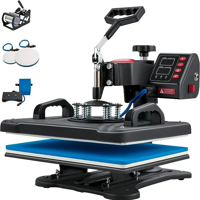 VEVOR Heat Press 15x12 inch Heat Press Machine 5 in 1 Digital Multifunctional Sublimation T-Shirt Heat Press Machine for T Shirts Hat Mug Cap Plate