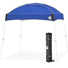 E-Z UP Dome Instant Shelter Canopy, 10' x 10', Vented Top with Wide-Trax Roller Bag & 4 Piece Spike Set, Royal Blue
