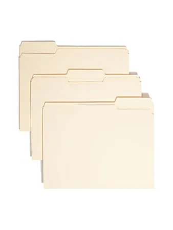 Smead 1/3 Cut Assorted One-Ply Top Tab File Folders, Manila, Letter - 100 pack