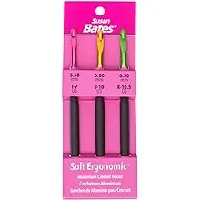 Susan Bates Crochet Hook Set SZ I9-K105, Sizes I9/5.5mm, J10/6mm, and K10.5/6.5mm