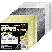 Mixed Color Glitter Cardstock Paper 30 Sheets 12" x 12" 300gsm/110Ib Square C...