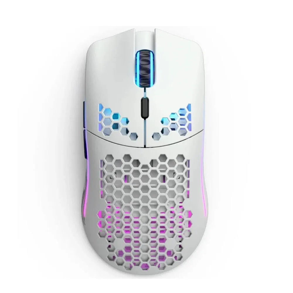 עכבר גיימינג אלחוטי דגם O של Glorious - RGB 69 גרם עכבר גיימינג אלחוטי קל משקל (לבן מט)