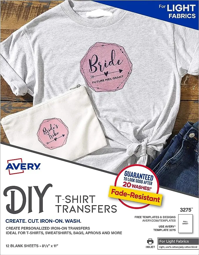 Avery Light Fabric Transfers for Inkjet Printers - 6 count