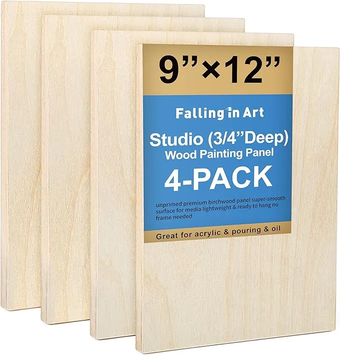 Falling in Art Unfinished Birch Wood Canvas Panels Kit