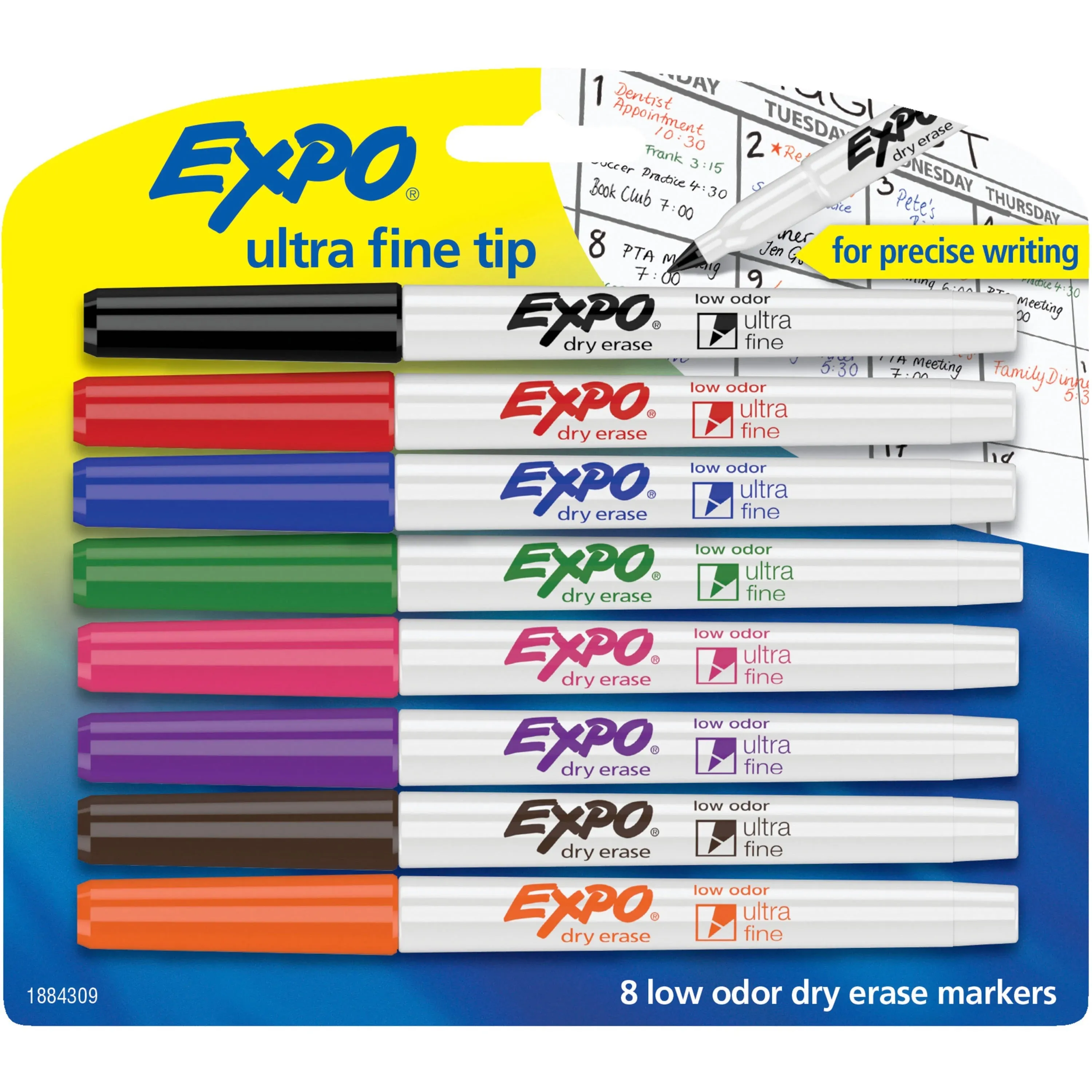 Expo Low Odor Ultra Fine Tip Dry Erase Markers, Assorted Colors - 8 count