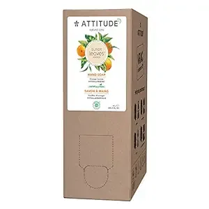 ATTITUDE Liquid Hand Soap, EWG Verified, Plant and Mineral-Based Ingredients, Vegan and Cruelty-free, Orange Leaves, Bulk Refill Format, 135.26 Fl Oz