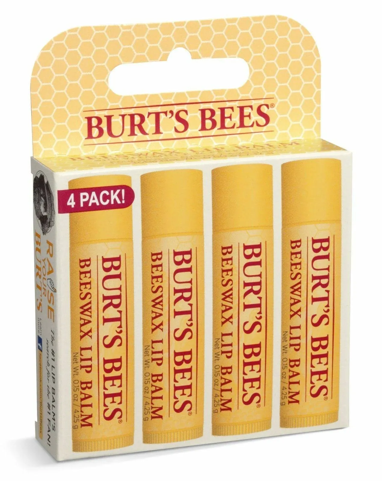 Burt's Bees - Beeswax Lip Balm 4 Pack