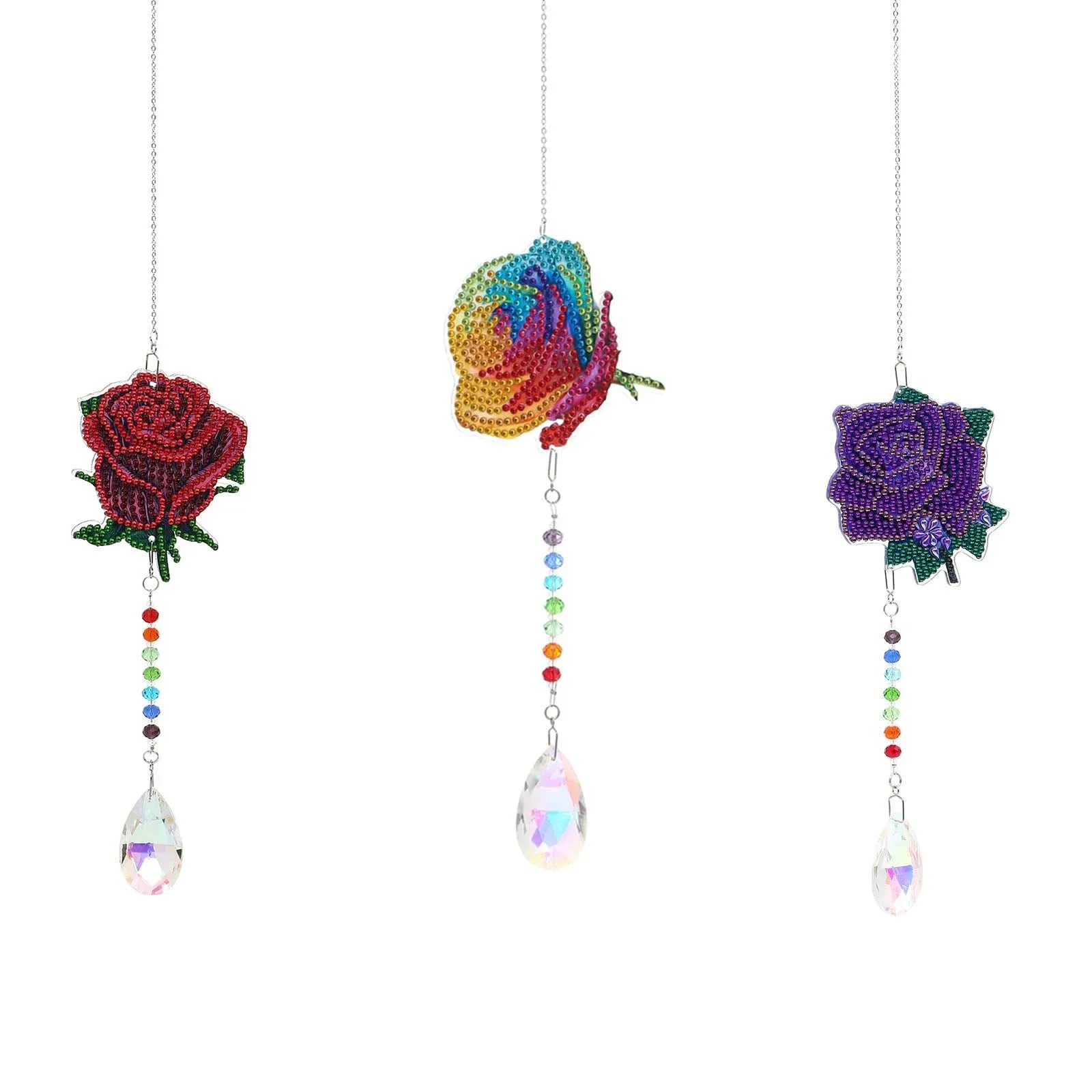 5D Diamond Painting Kits Diamond Painting Sun Catchers,Diamond Painting WindChimes,Double Sided Diamond Art Suncatchers Hanging crafts for Adults Kids Home Window Decor -4PCS Star moon style