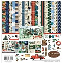 Carta Bella Paper Company Summer Camp Collection Kit paper, navy, red, brown, tan, green 12-x-12-InchCarta Bella Paper Company Summer Camp Collection Ki…