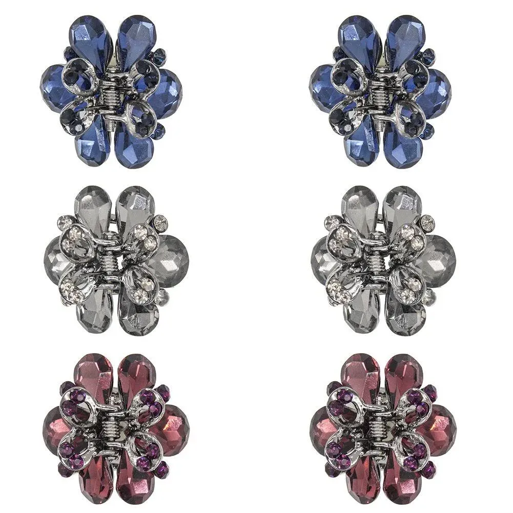 1.2 inch Rhinestone Butterfly Claw Hair Clips Hair Clamp,Crystal Bow Hair Jaw Clip Barrettes for Girls Women,Pack of 6