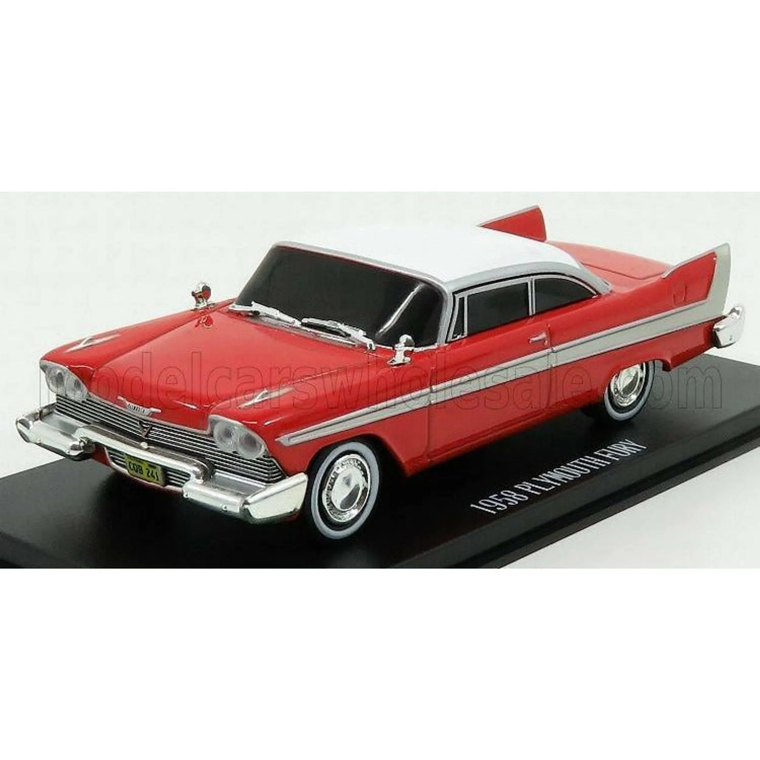 Greenlight 86575 1958 Plymouth Fury Red Evil Version with Blacked Out Windows Christine 1983