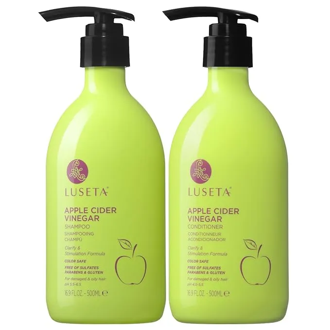 Luseta Apple Cider Vinegar Shampoo and Conditioner Set for Damaged and Oily Hair