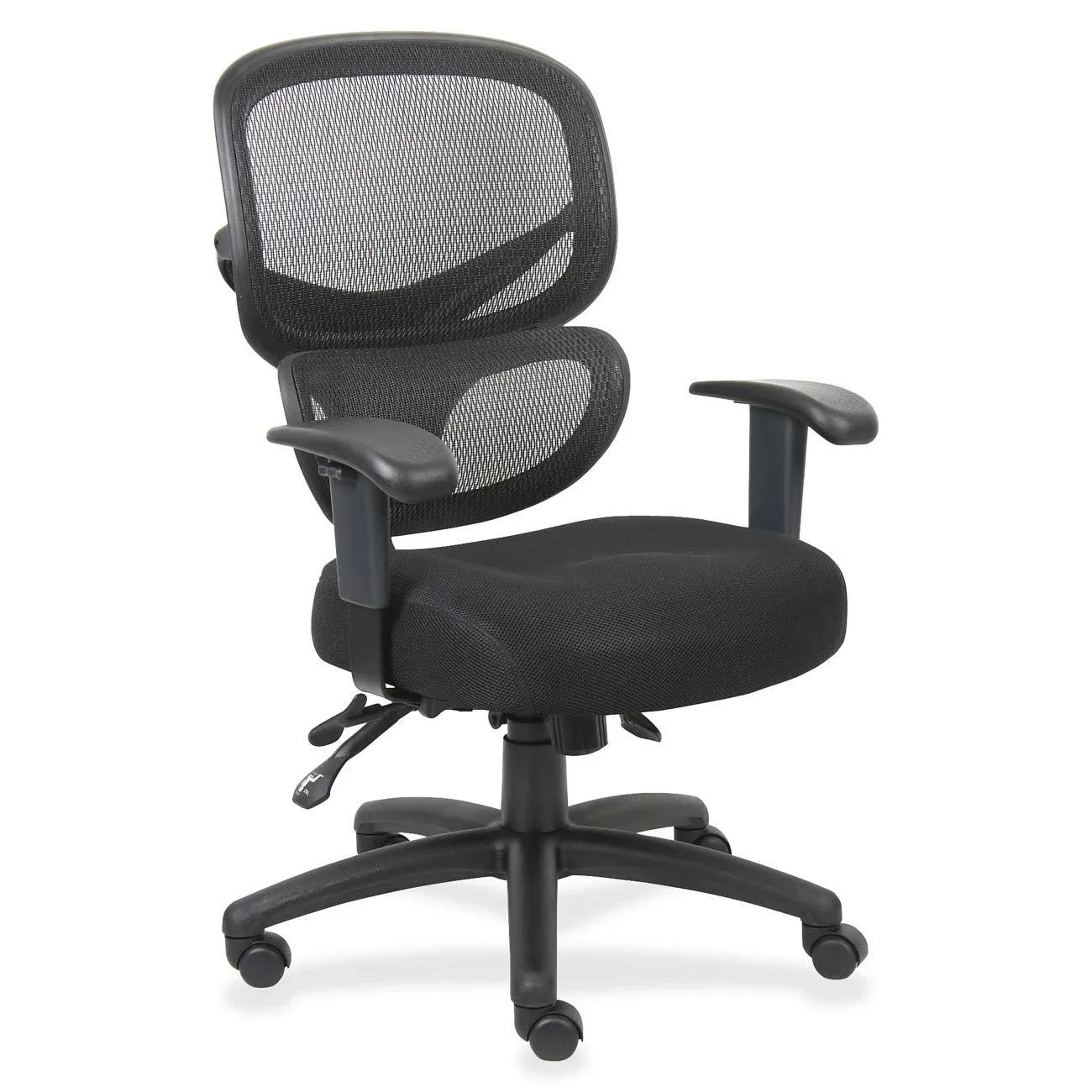 Lorell 60622 Mesh-Back Executive Chair, Fabric Seat, 27-Inch x27-Inch x40-1/2-Inch ,BK