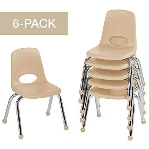 10363-PU 14" School Stack Chair, Stacking Student Seat with Chromed Steel Legs a