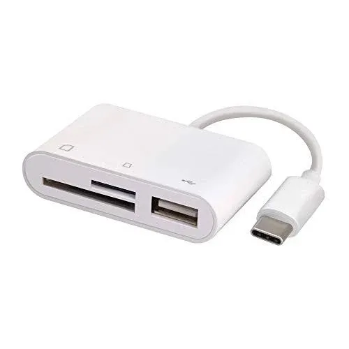 USB C to SD Card Reader with USB 3.0 Thunderbolt to Micro SD TF Card Reader 3 in 1 USB-C to USB Camera Memory Card Reader Adapter for iPad Pro MacBook Pro/Air iMac M1 XPS13/15 (White)