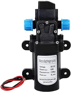 Water Self Priming Pump DC 12V 60W High Pressure Micro Diaphragm Pump 116PSI Self Priming Sprayer Pump for RV Caravan Camping Boat Garden Lawn Car