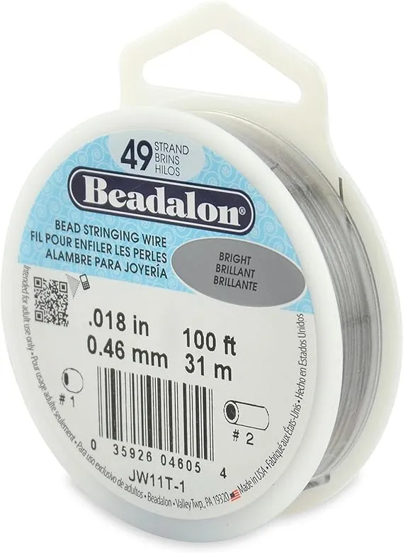 Beadalon 49-Strand Bead Stringing Wire 0.018-inch Bright 100-Feet