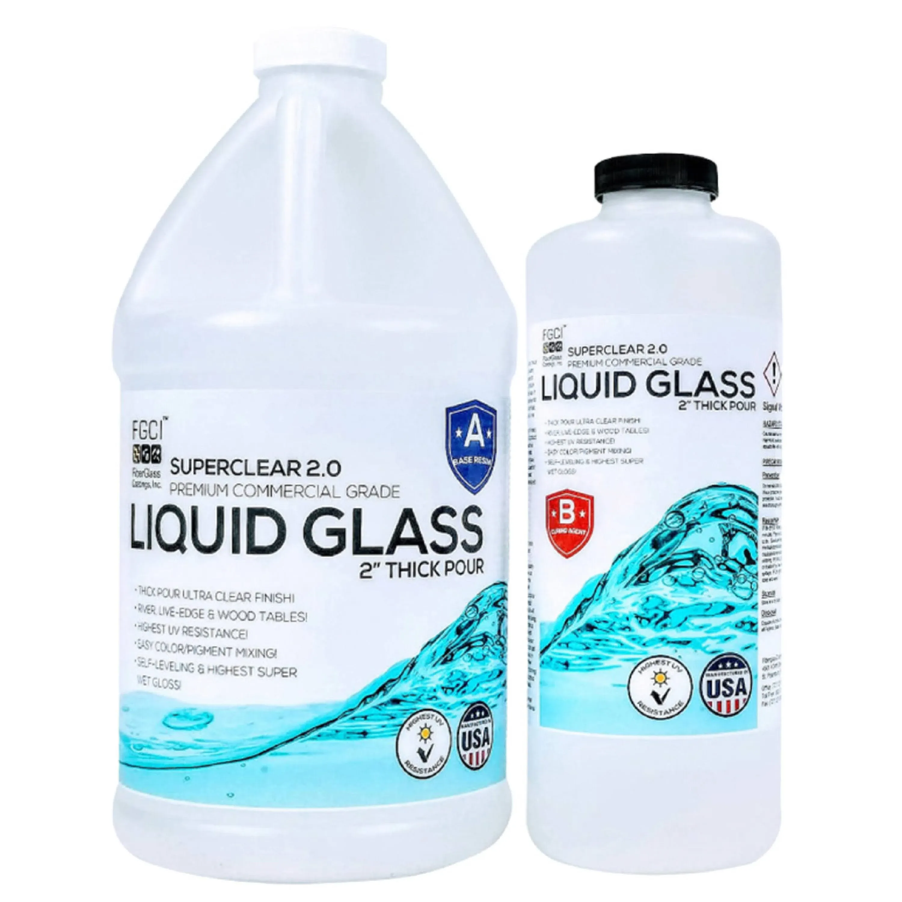 24 Hour Deep Pour Epoxy Resin 1.5 Gallon / 192 oz Kit, Liquid Glass Clear, Fa...