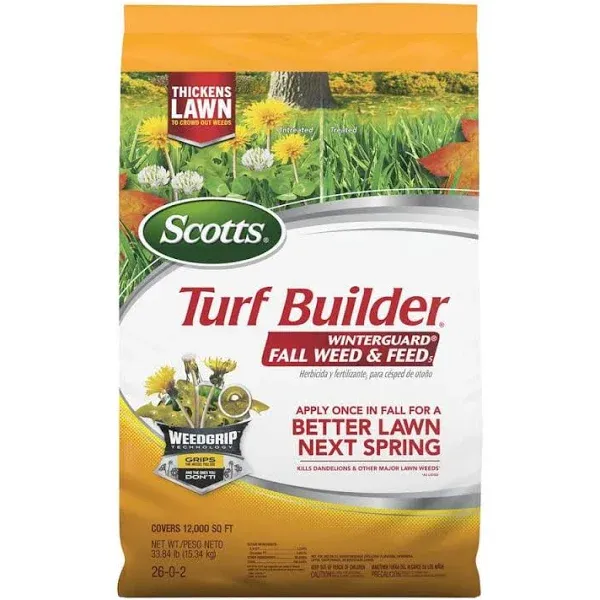 Scotts Turf Builder WinterGuard Weed Killer Plus Fall Dry Fertilizer