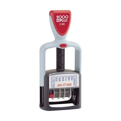 Cosco 2000 Plus S-360 Red / Blue Two-Color Received Self-Inking Dater