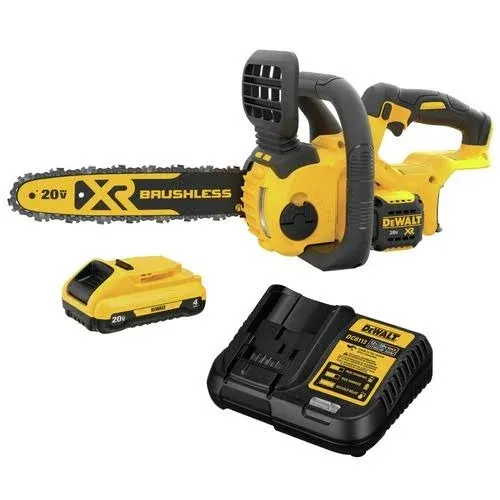 DeWalt DCCS620BDCB240C-BNDL 20V Max XR Brushless Lithium-Ion 12 in. Compact Chainsaw and 20V Max 4 Ah Lithium-Ion Battery and Charger Starter Kit