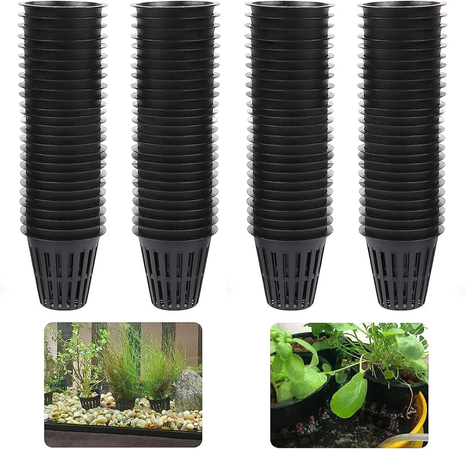 100PCS 2 Inch Garden Slotted Mesh Net Cups, Round Heavy Duty Net Cups Pots for, Hydroponics Slotted Mesh…