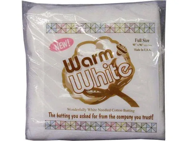 Warm & White Cotton Batting (90'' x 108'') Queen Size