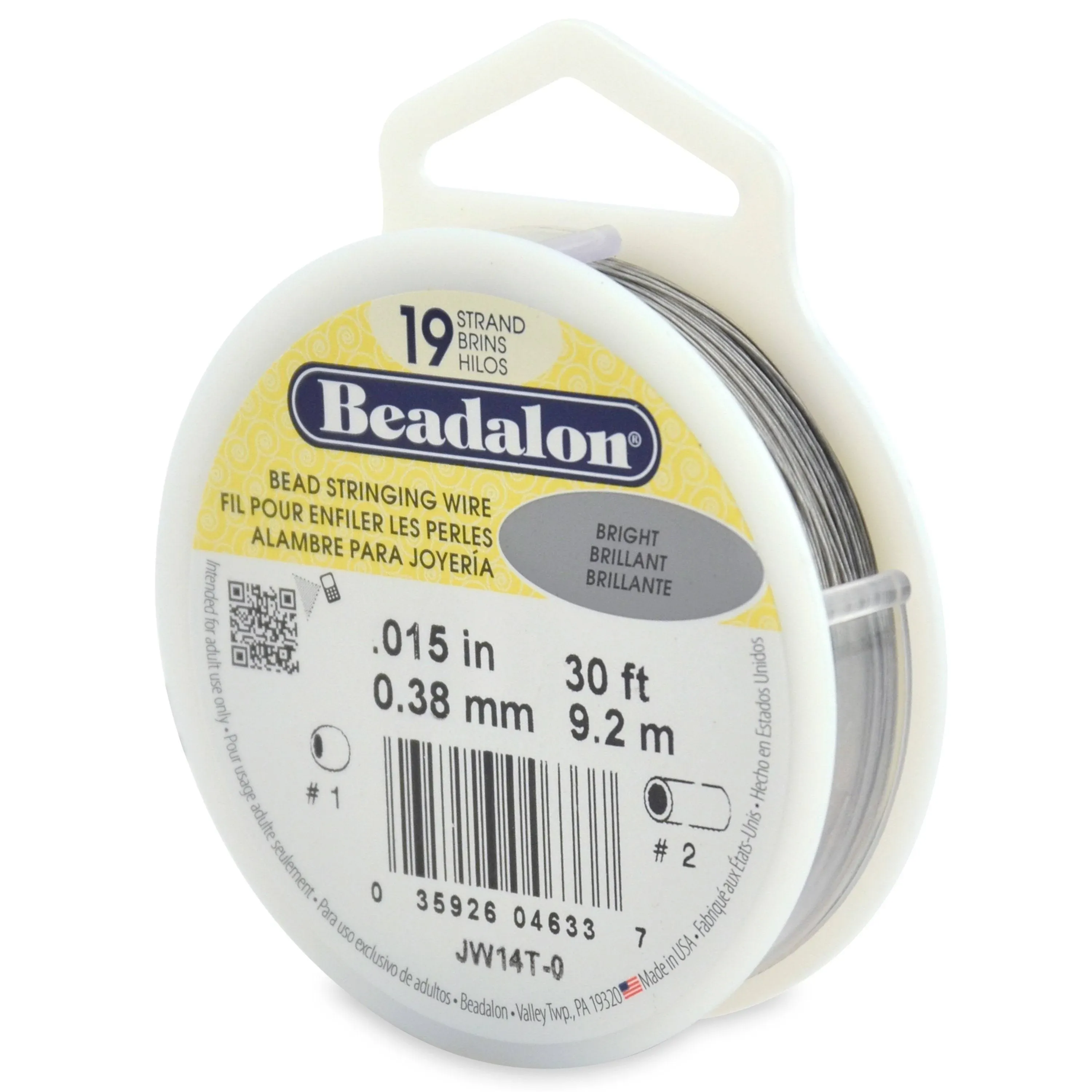 Beadalon Stringing Wire 19-Strand .015"x30' Bright