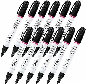 Sharpie Oil-Based Paint Marker, Medium Point, Black Ink, Pack of 12