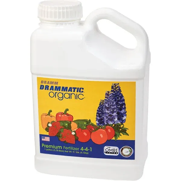 Dramm Drammatic Organic Premium Fertilizer 4-4-1, Hydrolyzed Liquid Fish Fertilizer, for Vegetables, Flowers, and Fruits