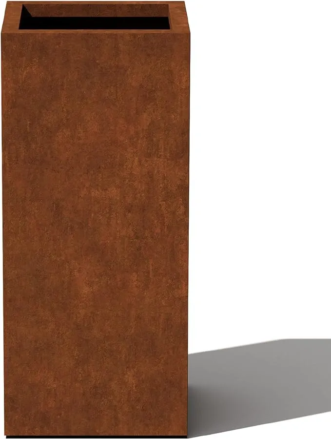 Corten Steel Pedestal Planter - Rust, Short