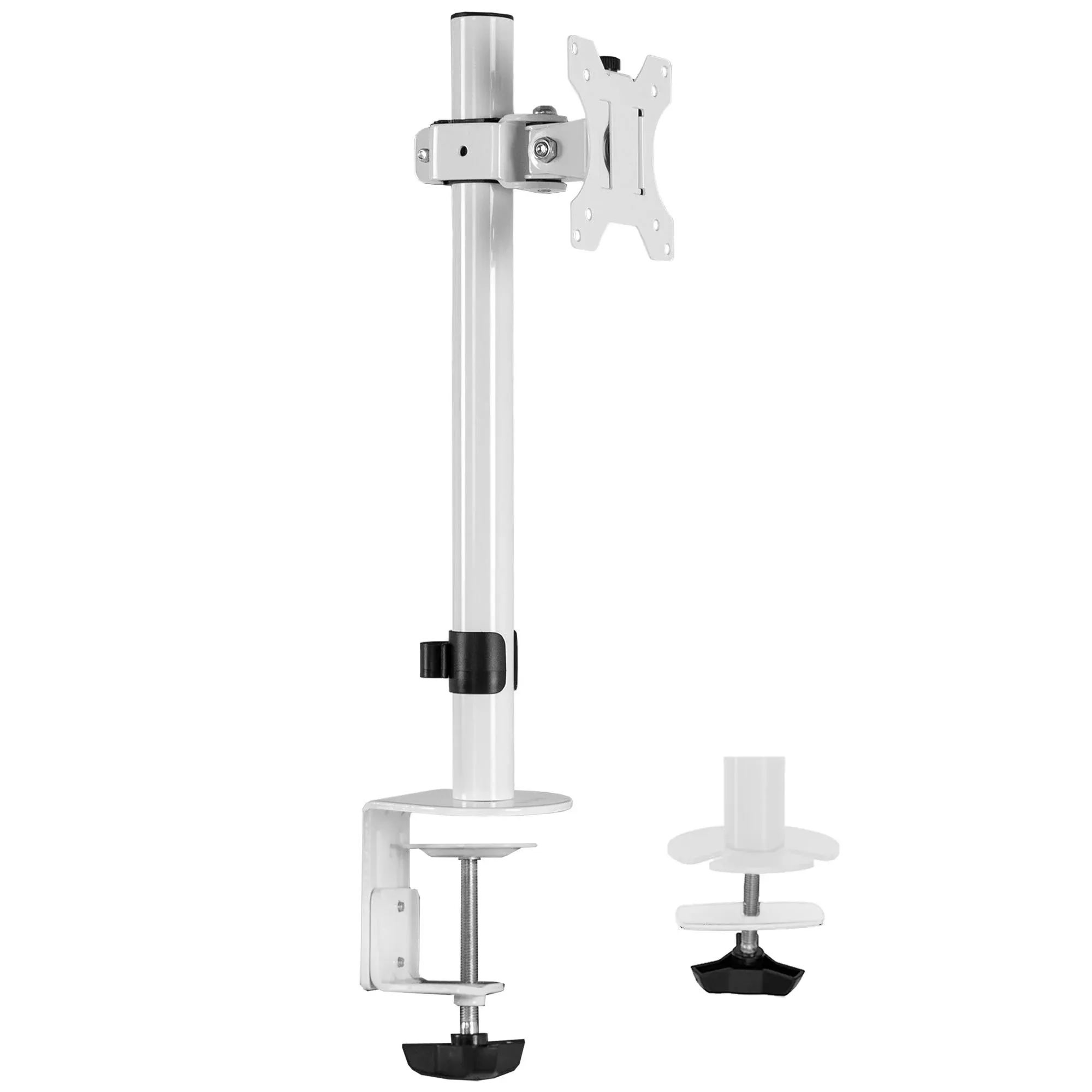 Vivo White Single Monitor Adjustable Tilt Desk Mount for 1 LCD Screen Up to 38"