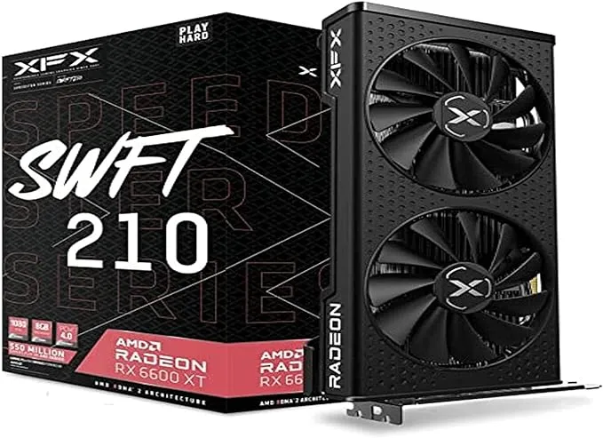 XFX Speedster SWFT210 Radeon RX 6600 XT Core Gaming Graphics Card with 8GB GDDR6 HDMI 3xDP, AMD Rdna 2 RX-66XT8DFDQ