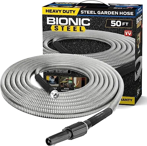 As Seen on TV Bionic Steel Heavy Duty Metal Garden Hose, 50'