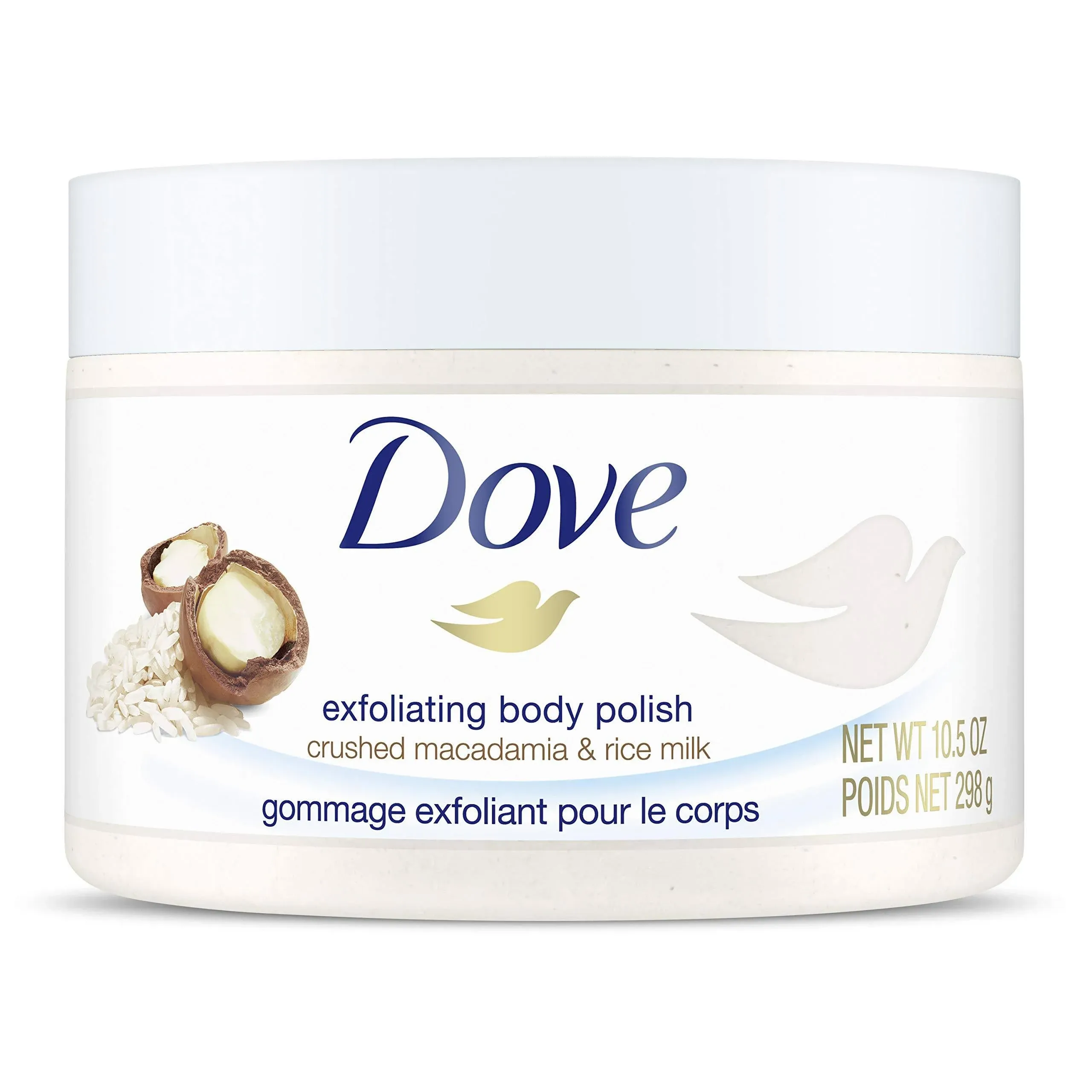 Dove Body Polish, Exfoliating, Crushed Macadamia & Rice Milk - 10.5 oz