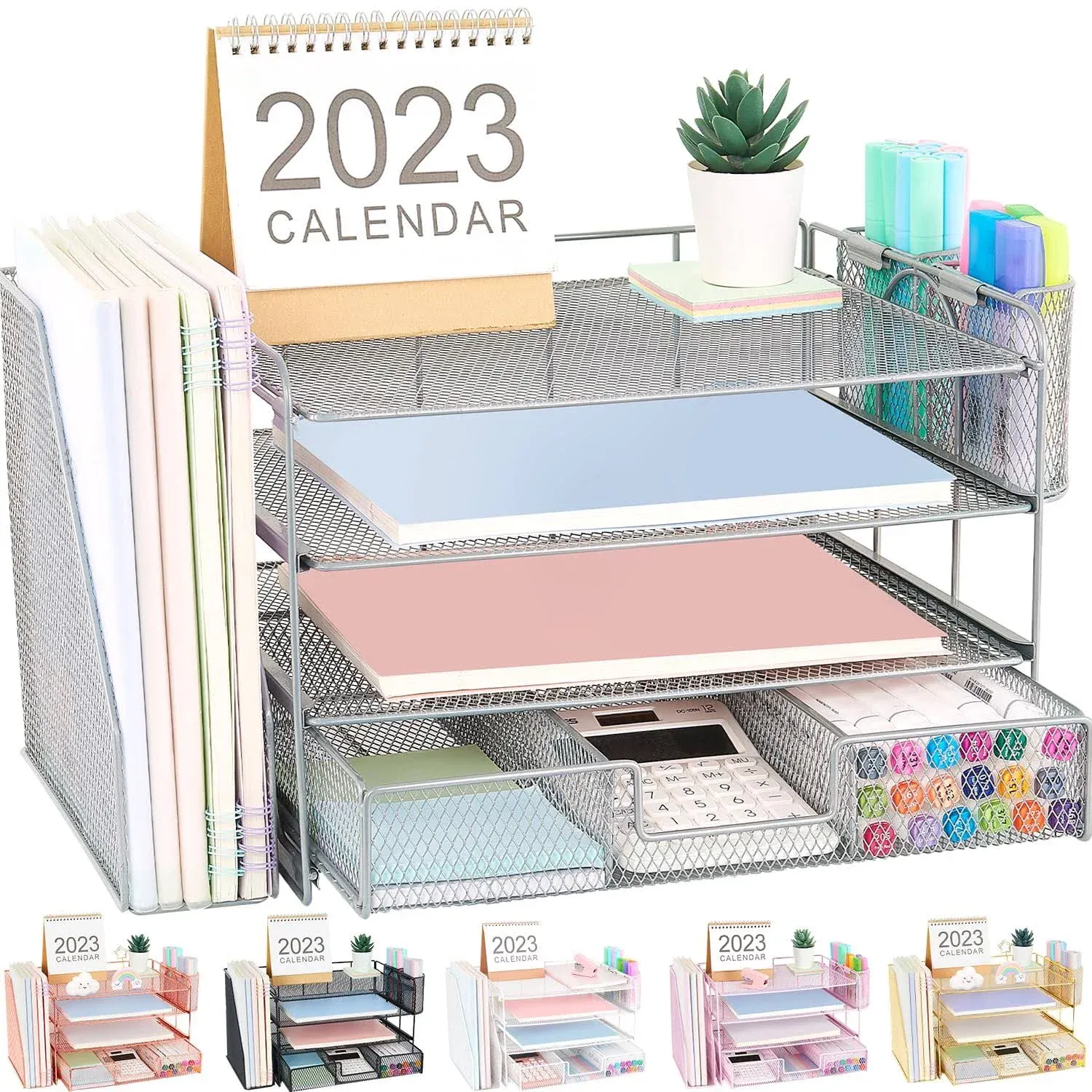 OPNICE Desk Organizers and Accessories, 4-Tie Paper Leter Tray Organizer