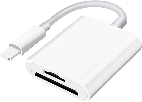 Sd Card Reader for iPhone iPad Camera,Dual Card Slot Memory Card Reader Supports SD and TF Card Trail Camera Viewer Sd Card Adapter Portable Micro Sd Card Reader No Application Required Plug and Play