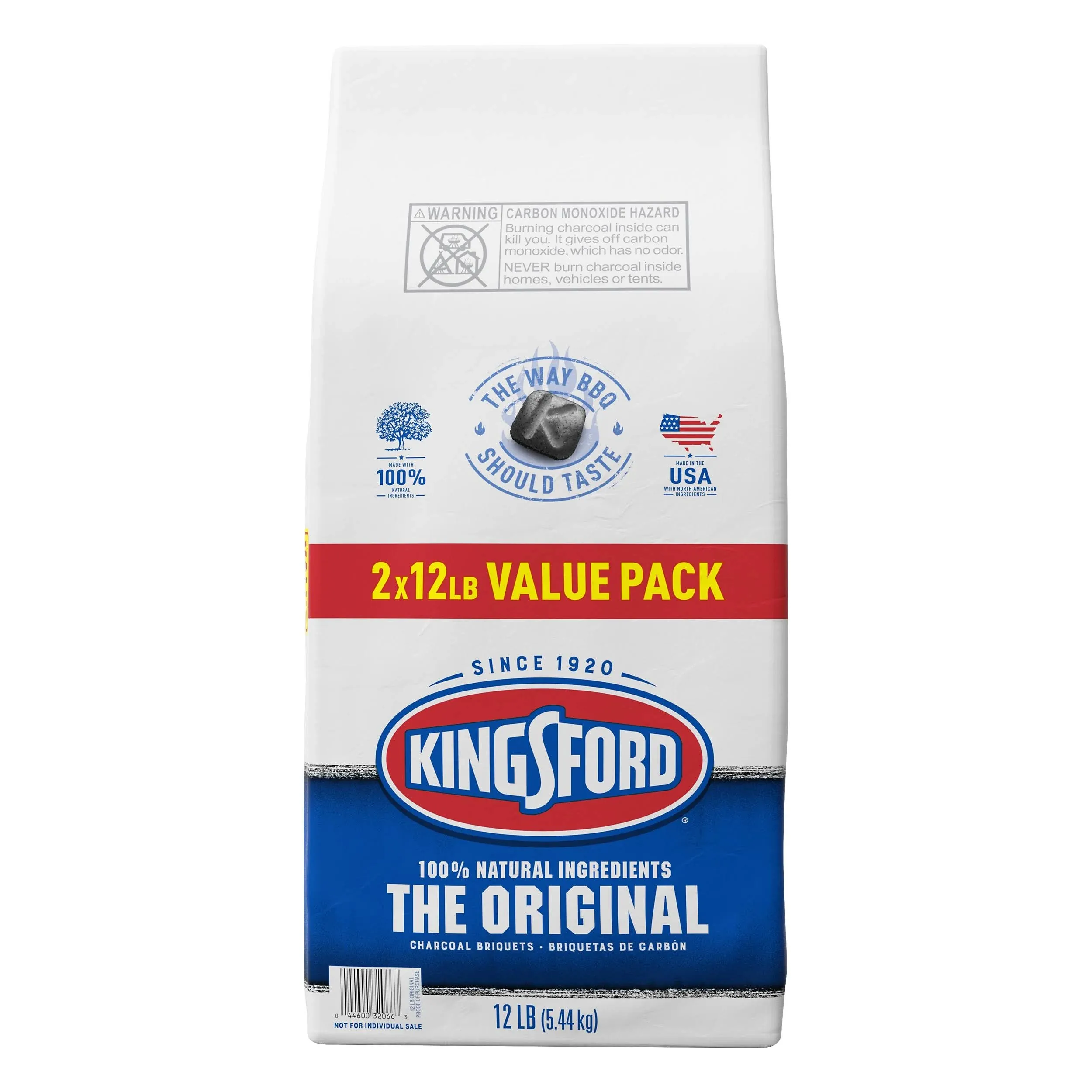Kingsford Original Charcoal Briquettes, BBQ Charcoal for Grilling 12 Pounds Each (Pack of 2) (Package May Vary)