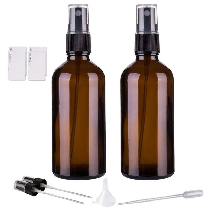 Hydior Amber Glass Spray Bottles for Essential Oils (4oz Empty Small Fine Mist Spray Bottle