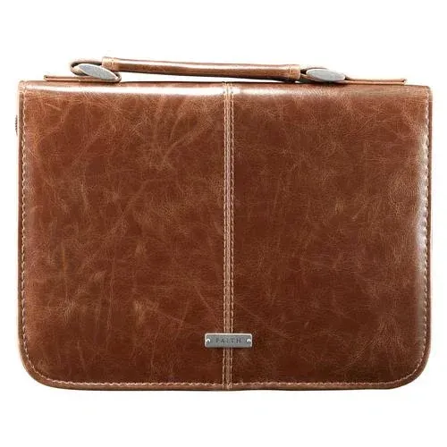 Christian Art Gifts Classic Faith Bible Cover, Brown, L